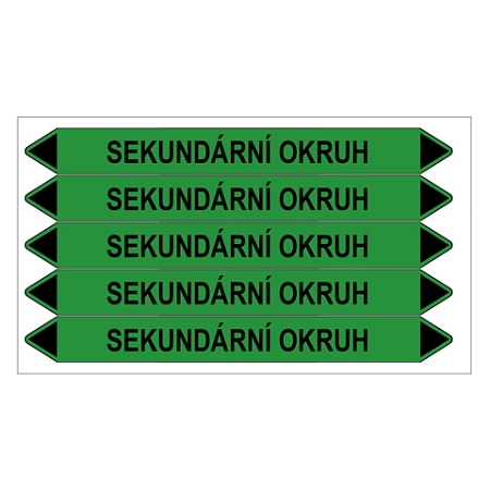 Značení potrubí, sekundární okruh,5 ks, 150 × 12 mm